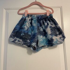 Blue Tie-Dye Fleece Shorts